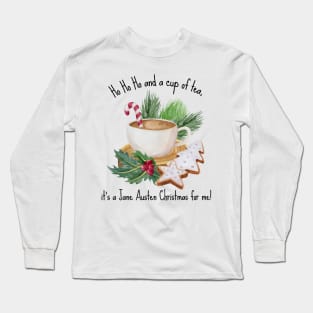 Jane Austen Christmas - cute tea text Long Sleeve T-Shirt